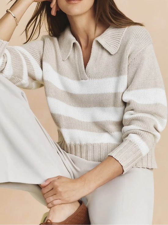 Quince Sweaters - Quince 100% Organic Cropped Cotton Polo Sweater